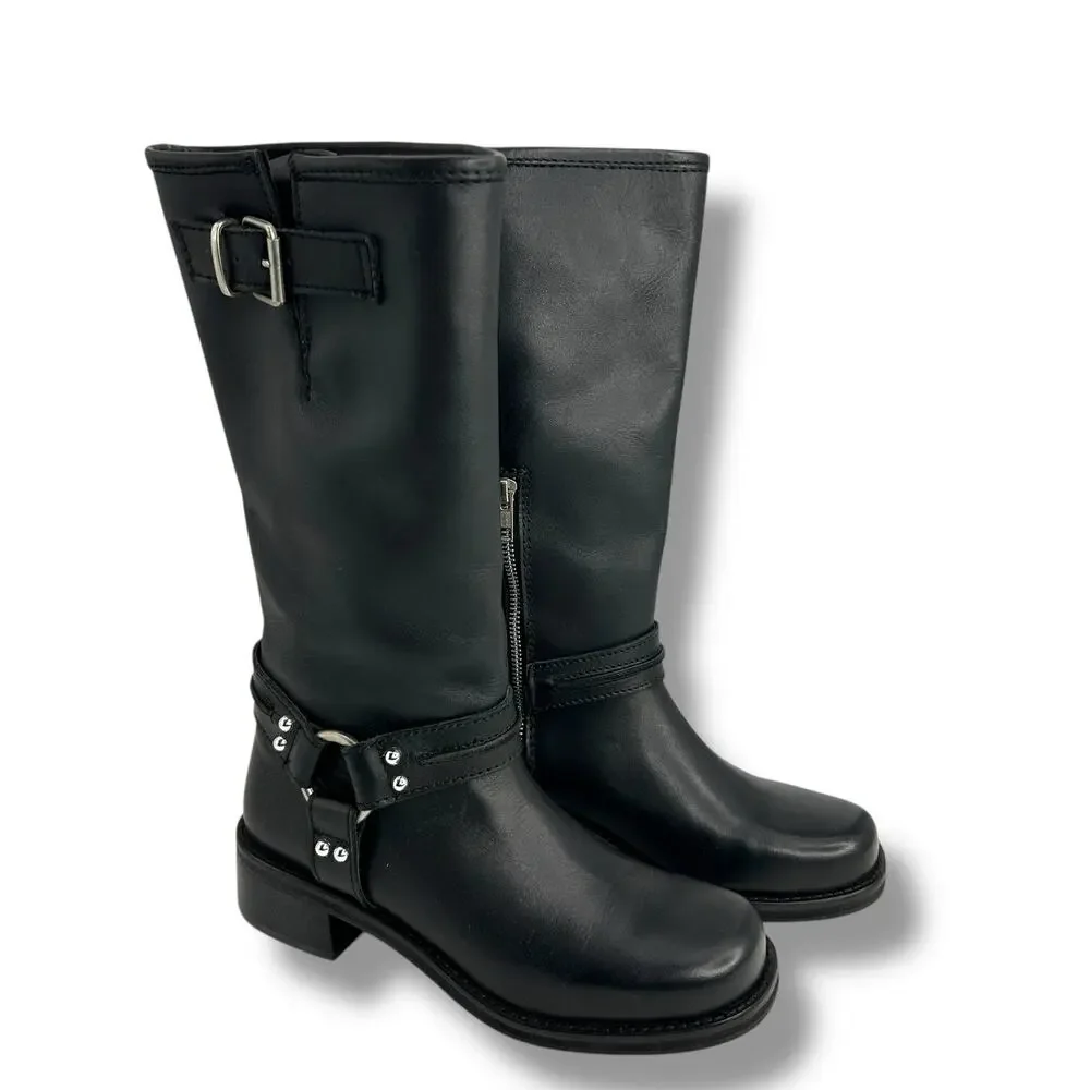 Steve Madden Black Leather Moto Boots - Picture 1 of 11